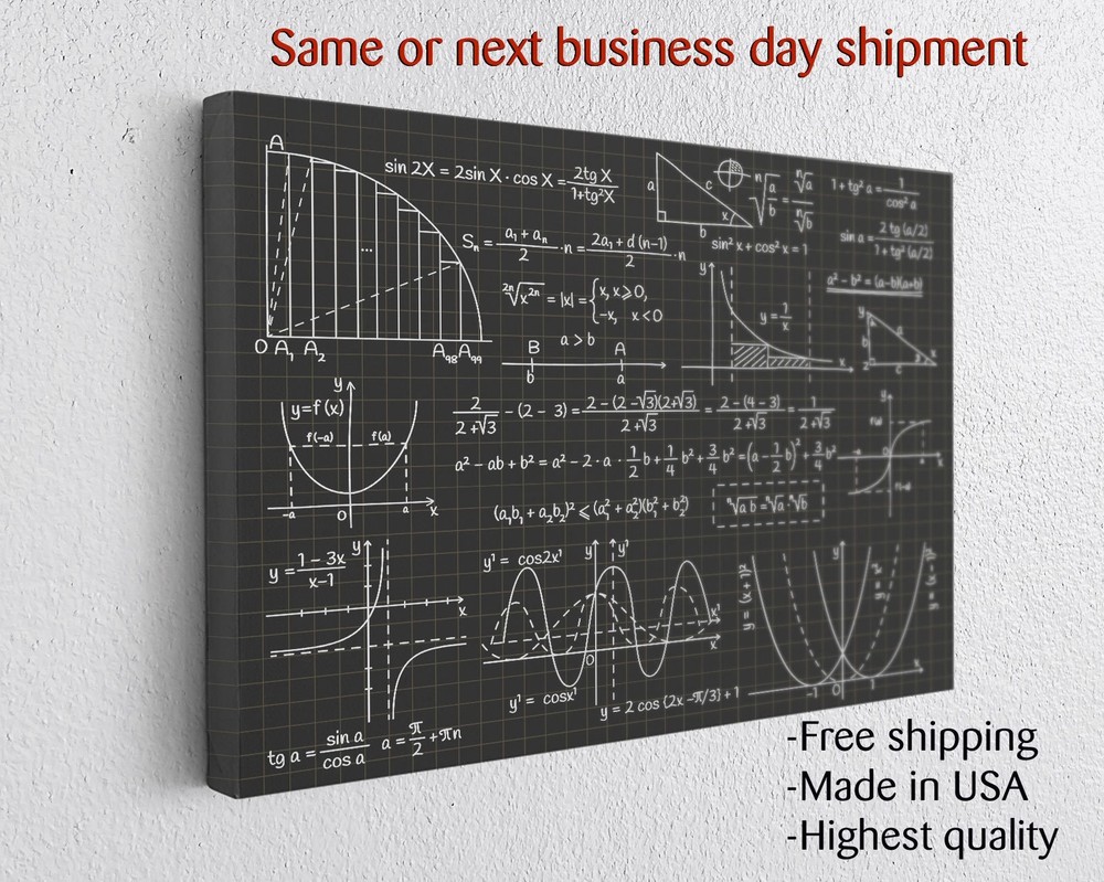 Math Canvas Art Geometry School Wall Art Canvas Print Wooden Frame
