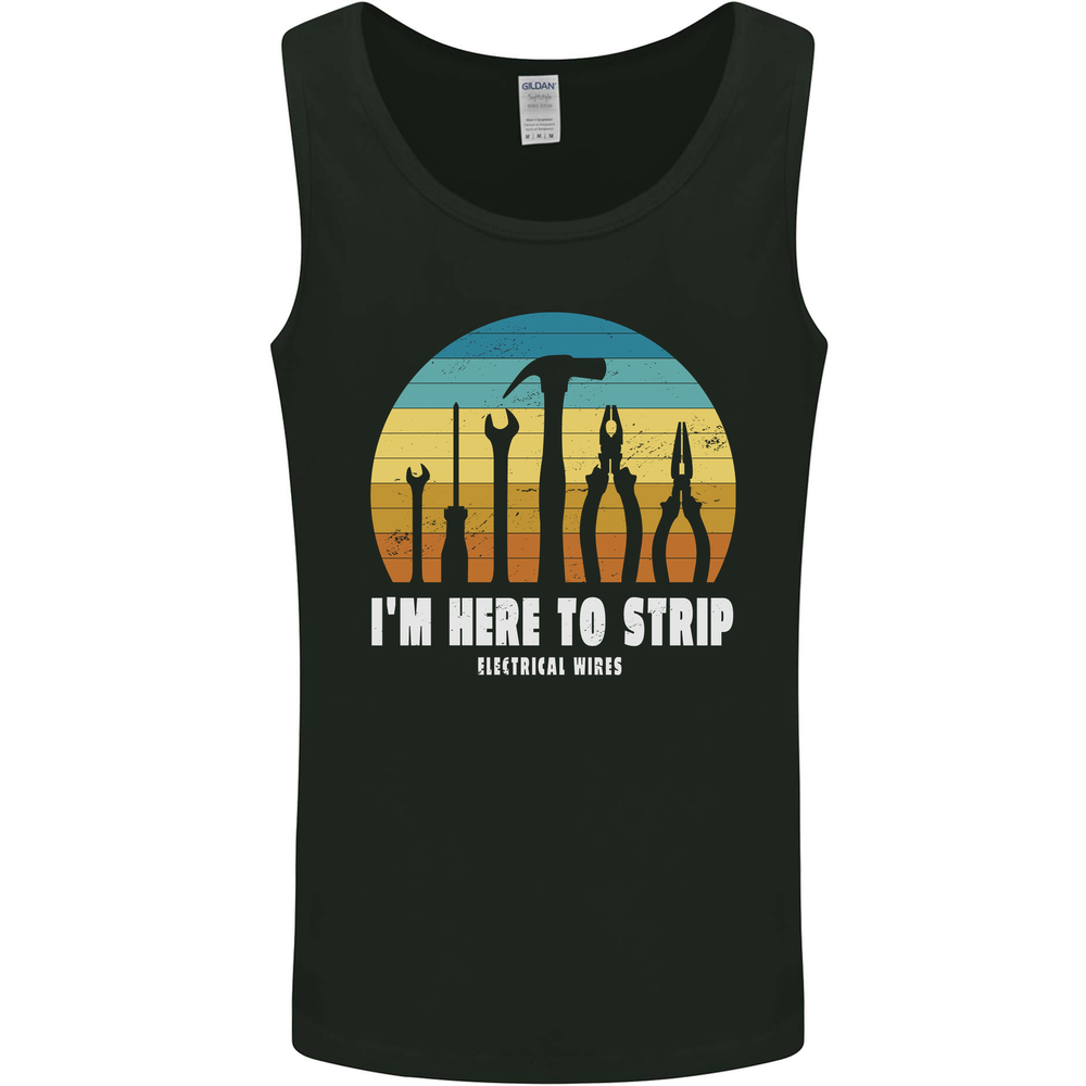 Electrician Here to Strip Funny Sparky Mens Vest Tank Top