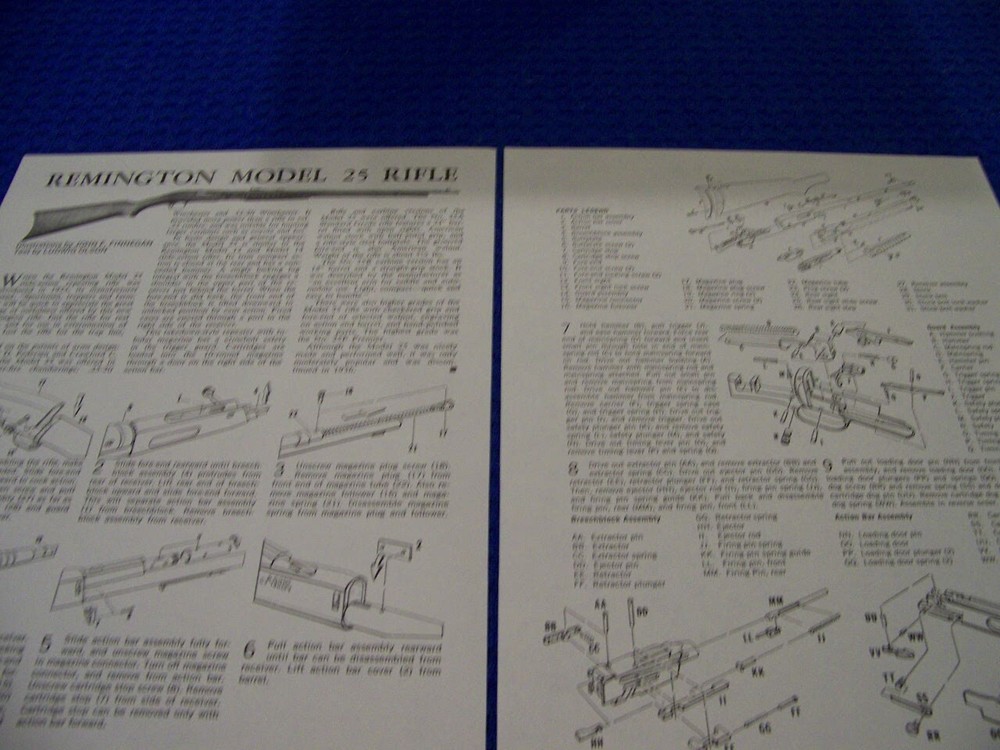 REMINGTON MODEL 25 (SER.) RIFLE..TAKEDOWN/EXPLODED VIEW/PARTS LEGEND (177NN)