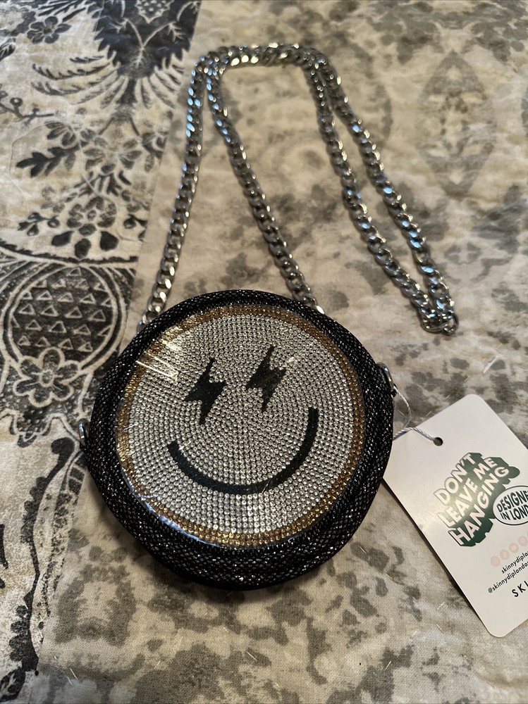 Skinny Dip London Sparkly Smiley Emoji Rhinestone Crossbody Bag for Girls