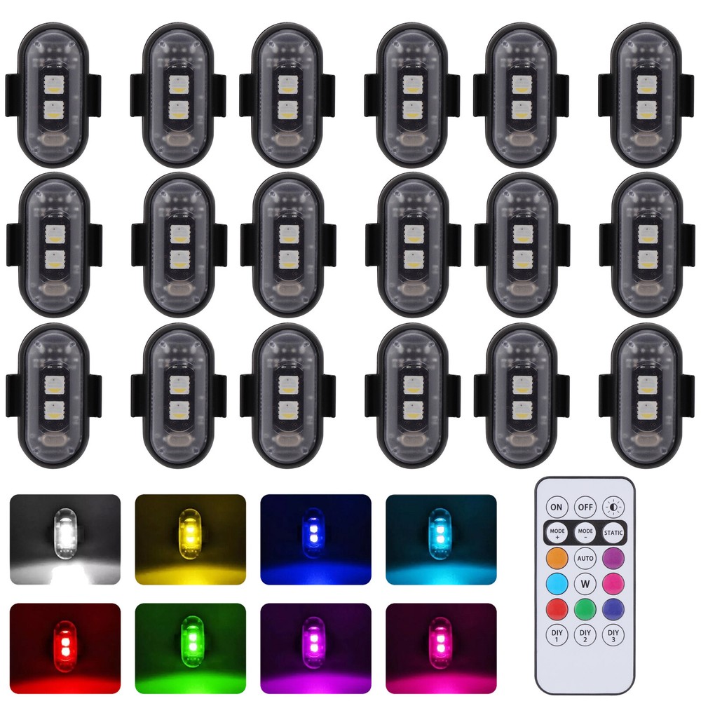Motorcycle LED RGB Warning Light Universal Car Flash Signal Drone Strobe Light