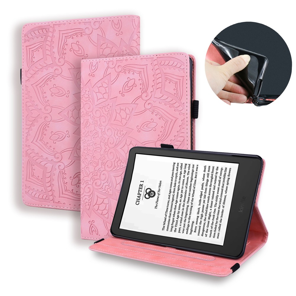 For Amazon Kindle Paperwhite 6/5 HD8 Embossed Leather Folio Smart Case Kickstand