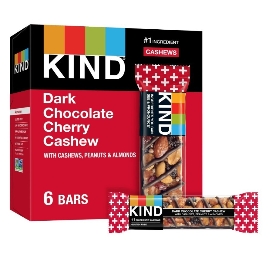 KIND Bars, Dark Chocolate Cherry Cashew, Gluten free, 1.4 oz, (Pack of 2)