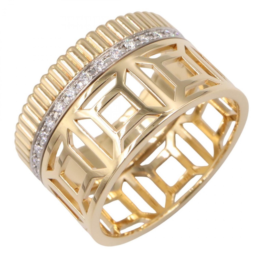 Boucheron Quatre Radiant Openwork Diamond Ring 18KYG Used #58 Women US Size 8.5
