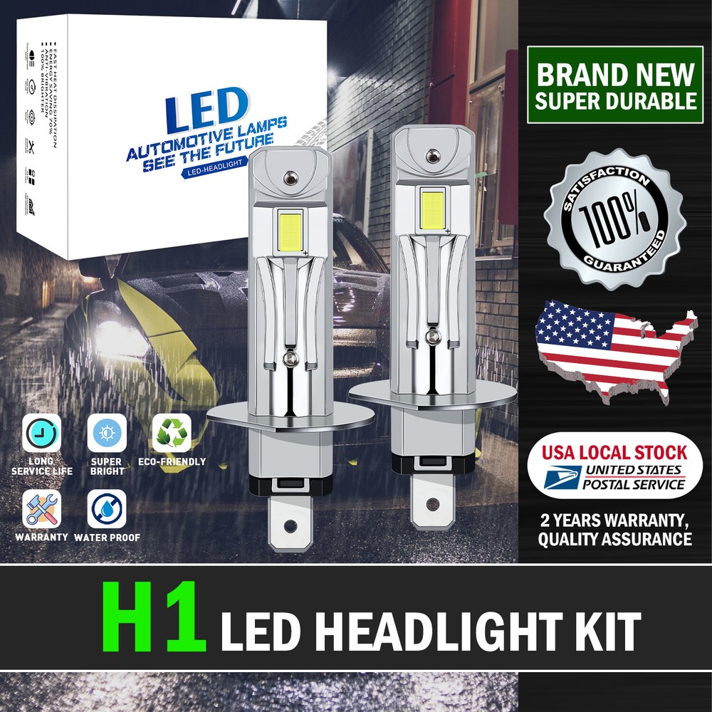 H1 LED Headlight Bulb Kit Super White 6000K 40W Fanless for 2010-2016 Kia Forte
