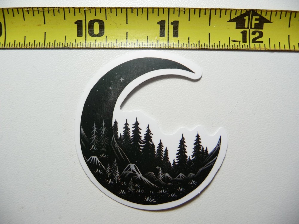 Crescent Moon Forest Sticker Decal - Nature Outdoors Calming Fun  