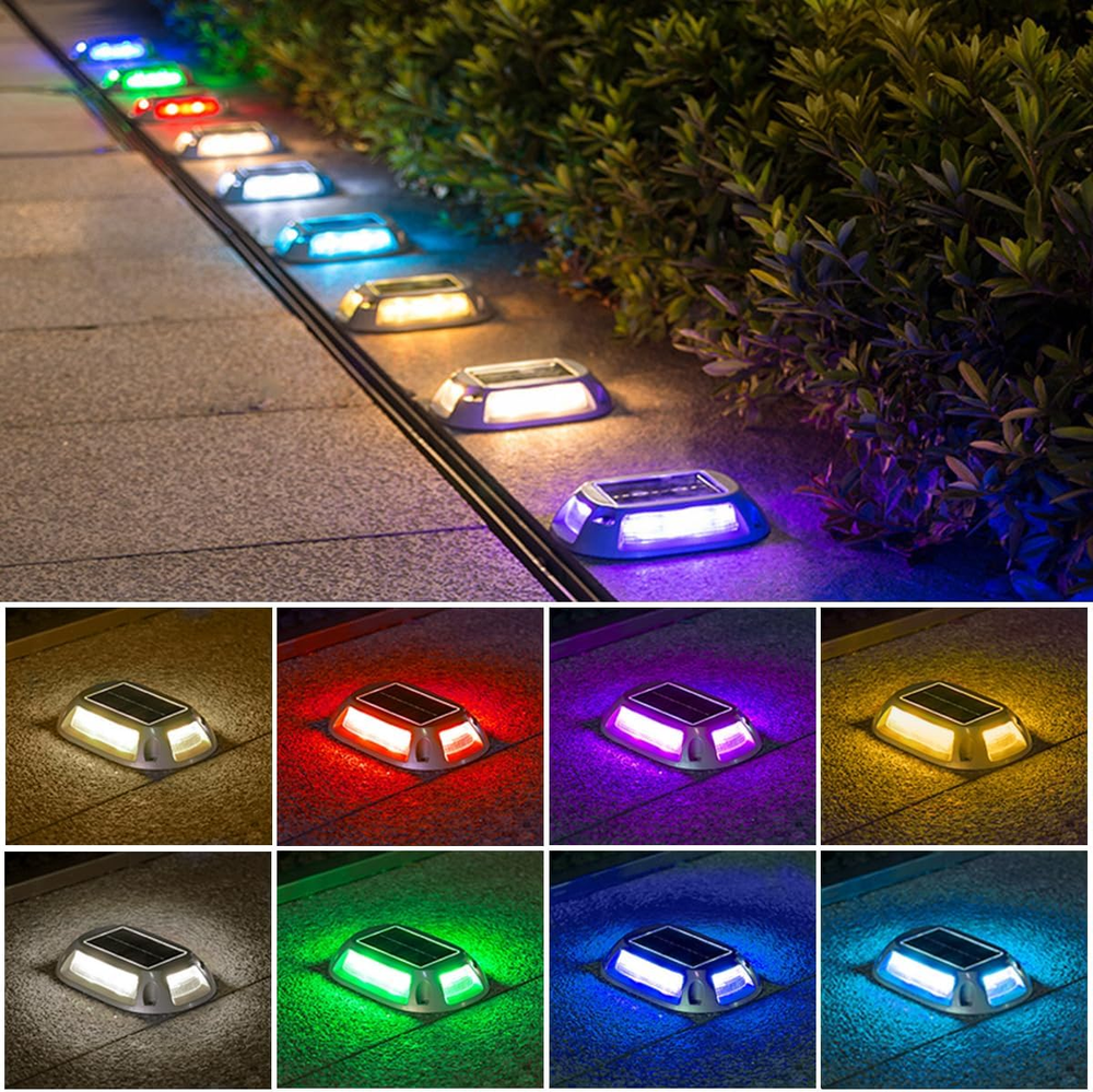 9-Color Solar LED Driveway and Deck Lights 4-Pack with Auto On/Off