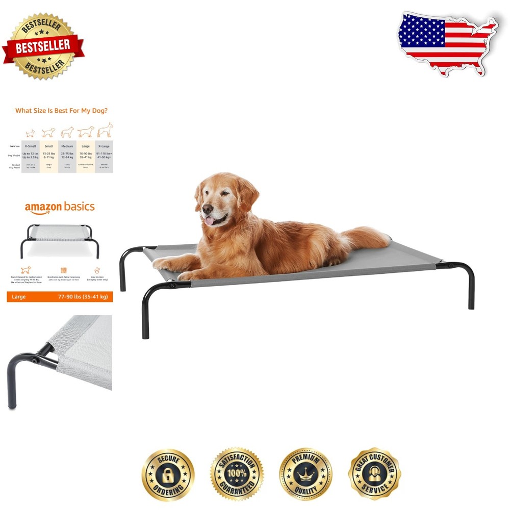 Durable Elevated Dog Bed with Breathable Mesh for Large Breeds Grey