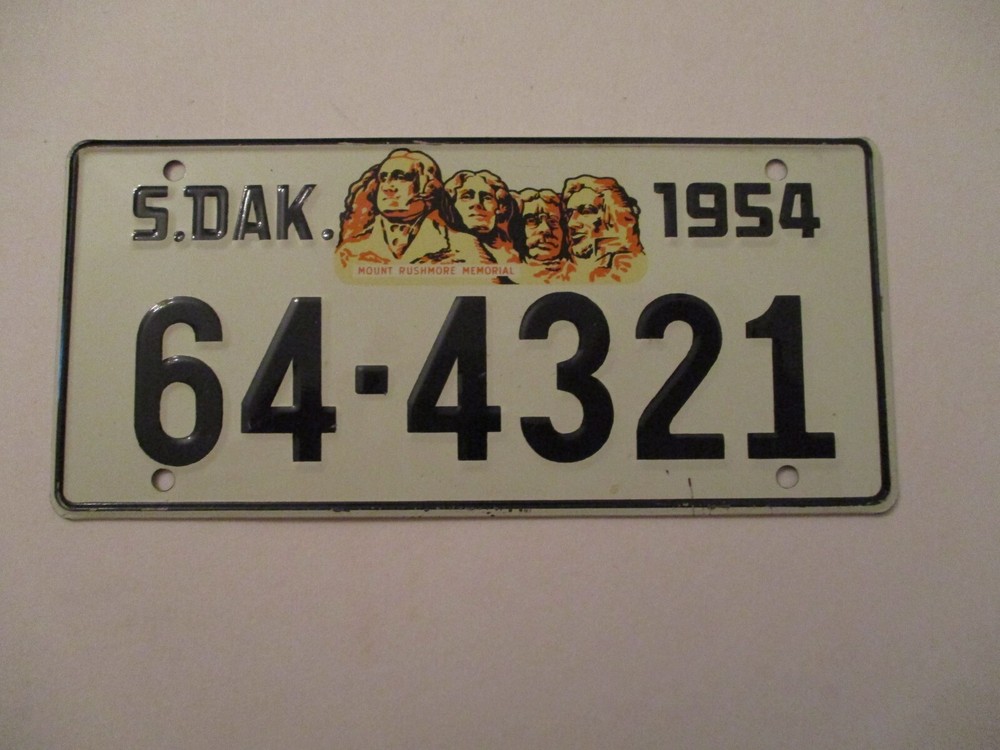 VTG 1954 South Dakota Mini State License Plate Bicycle Wheaties Cereal