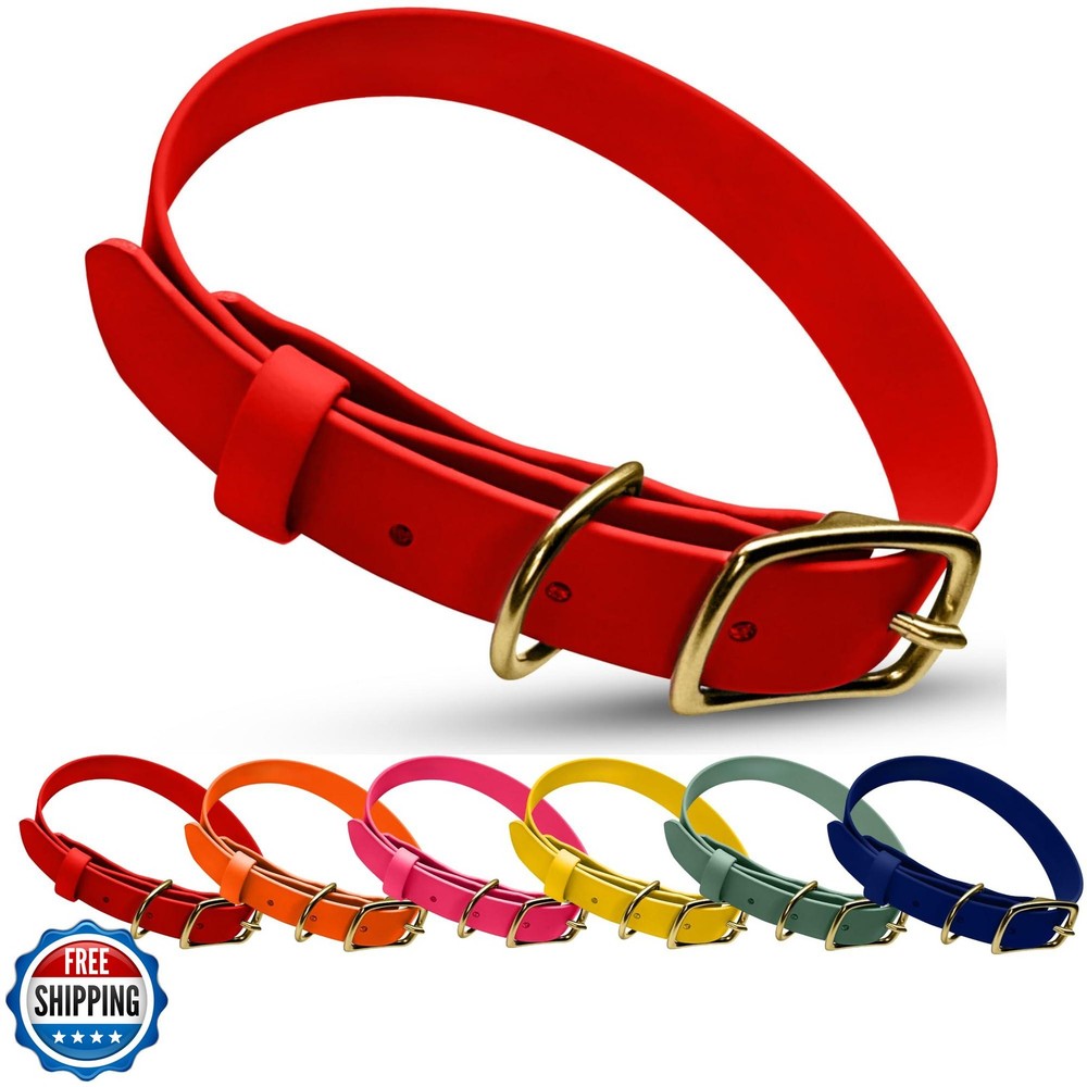 Hudson Park Waterproof BioThane Dog Collar with Leather-Like Feel and Adjustable Fit