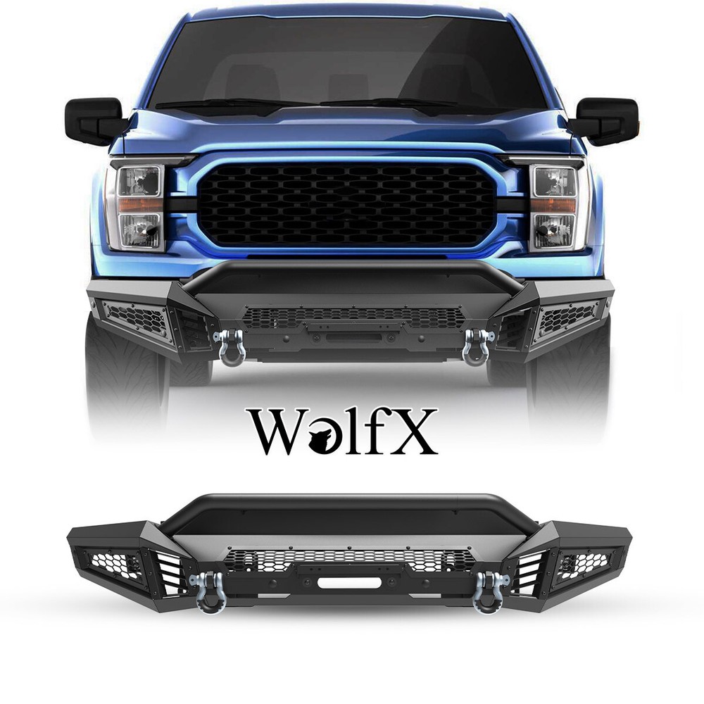Full Width Steel Front Bumper Set w/LED Lights+D-rings Fits 2021-2023 Ford F-150