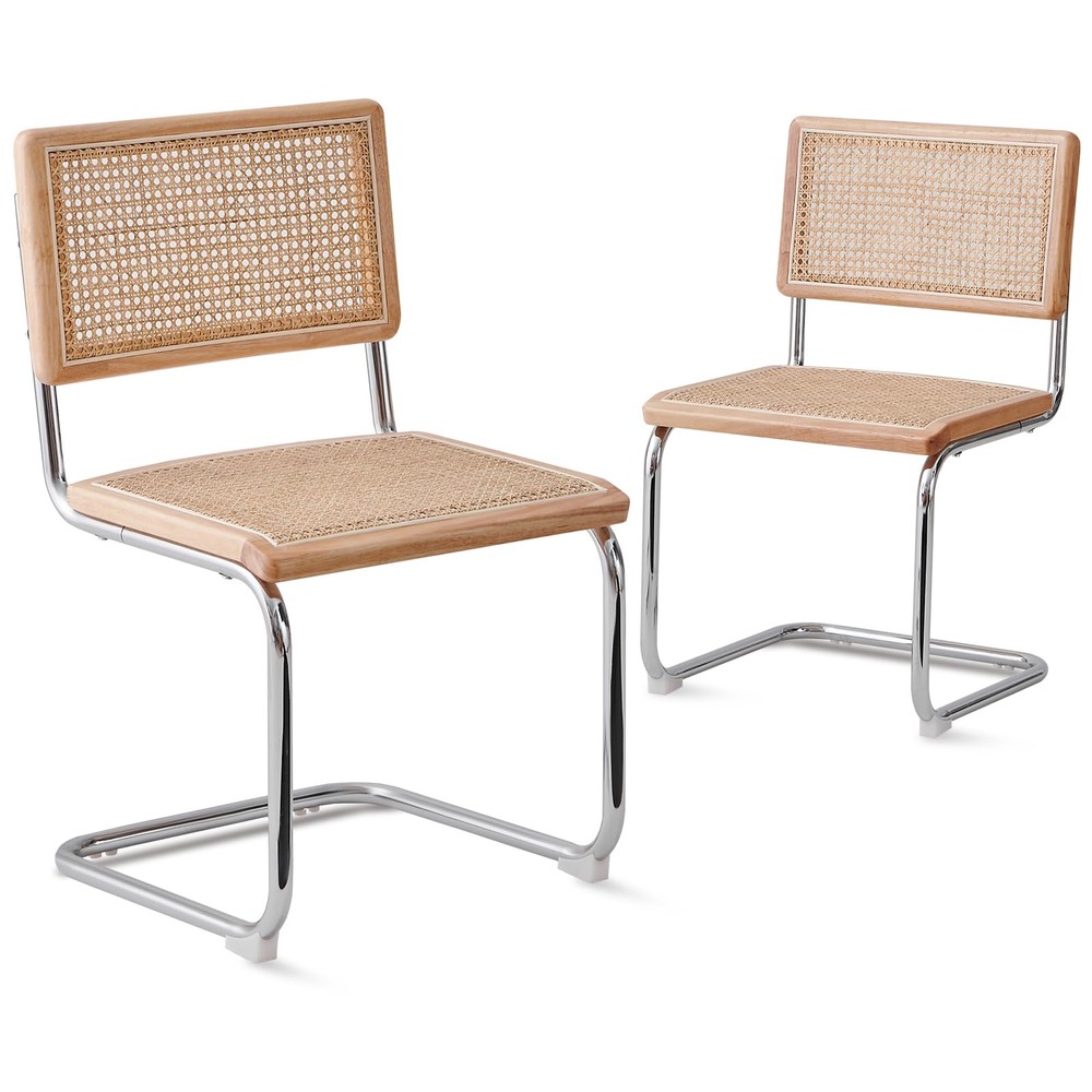 Jimenuco Rattan Dining Chairs Set of 2, Upholstered Cane Seat,Mid Century Mod...