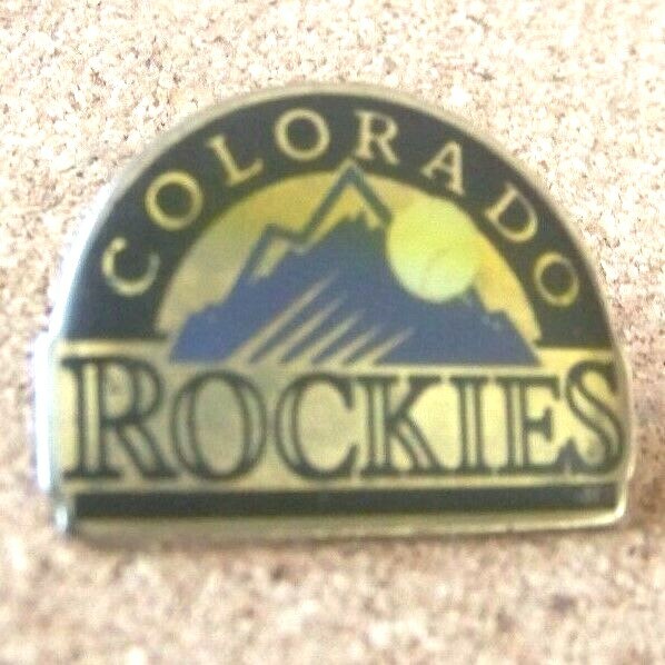 1995 Colorado Rockies primary logo pin MLB heavily clouded worn epoxy c37496