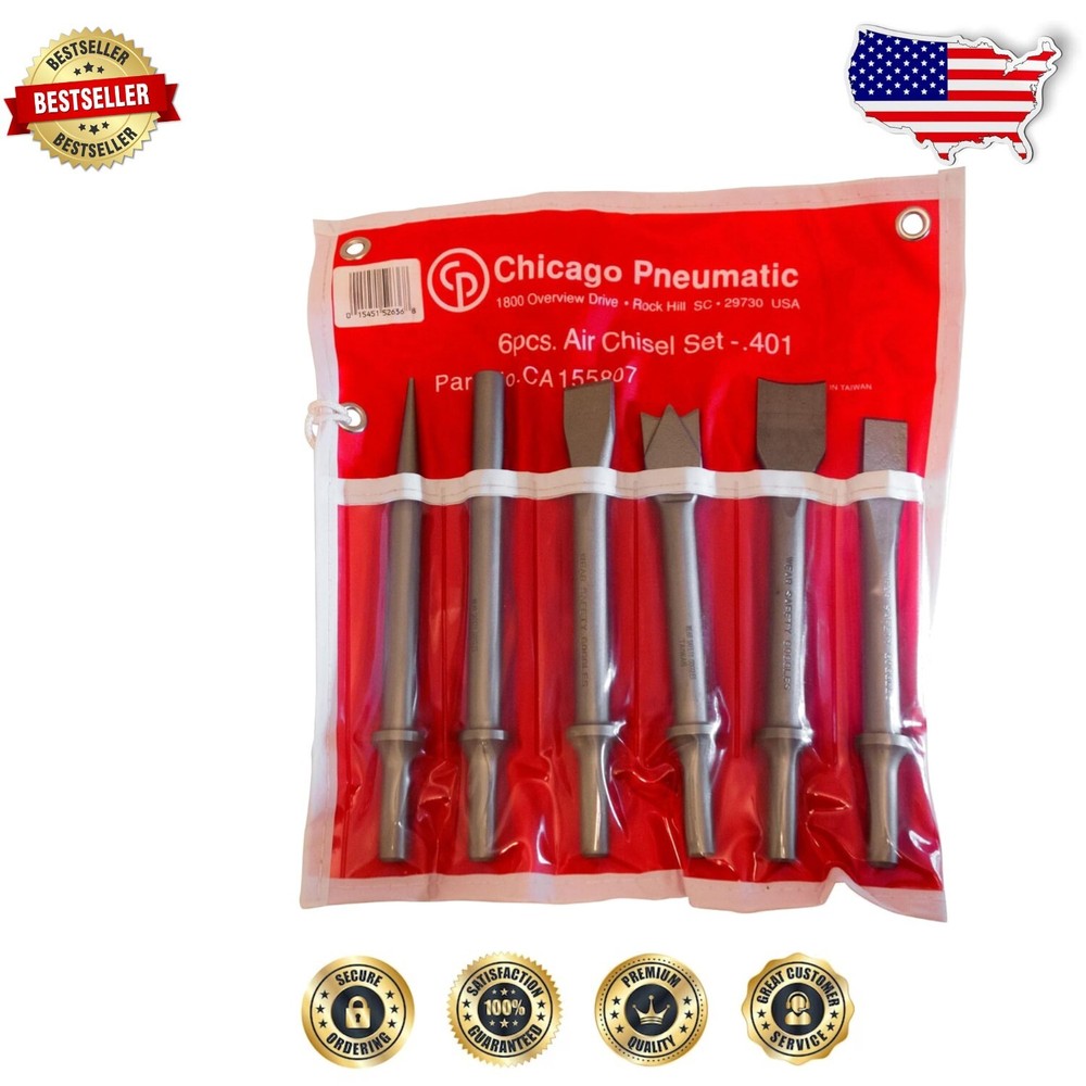 6-Piece Pro Chisel Set with Rivet Cutter & Twin Blade for Air Tools