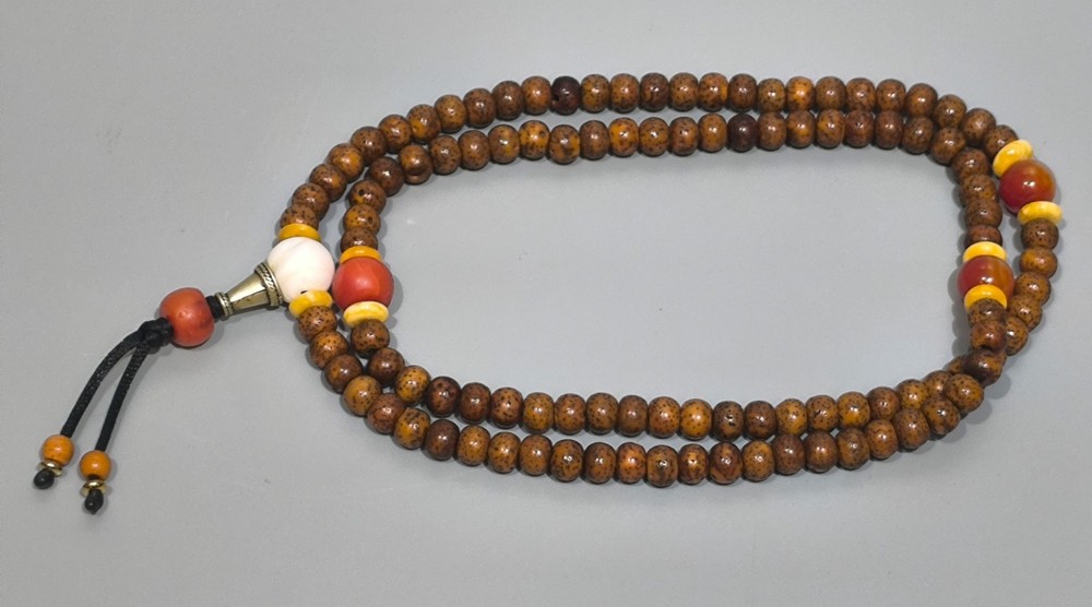 Nice Tibet 108P Vintage Old Buddhist XingYue Bodhi Seed Mala Prayer Bead Amulet