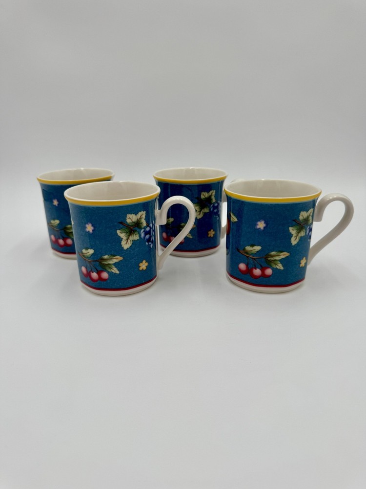 Vintage Biella Villeroy & Boch Fruit and Flowers Porcelain Mug Set