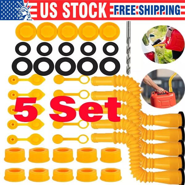 5X Gas Can Replace Spout Nozzle Vent Kit Fit For Plastic Gas Cans Old Style Cap