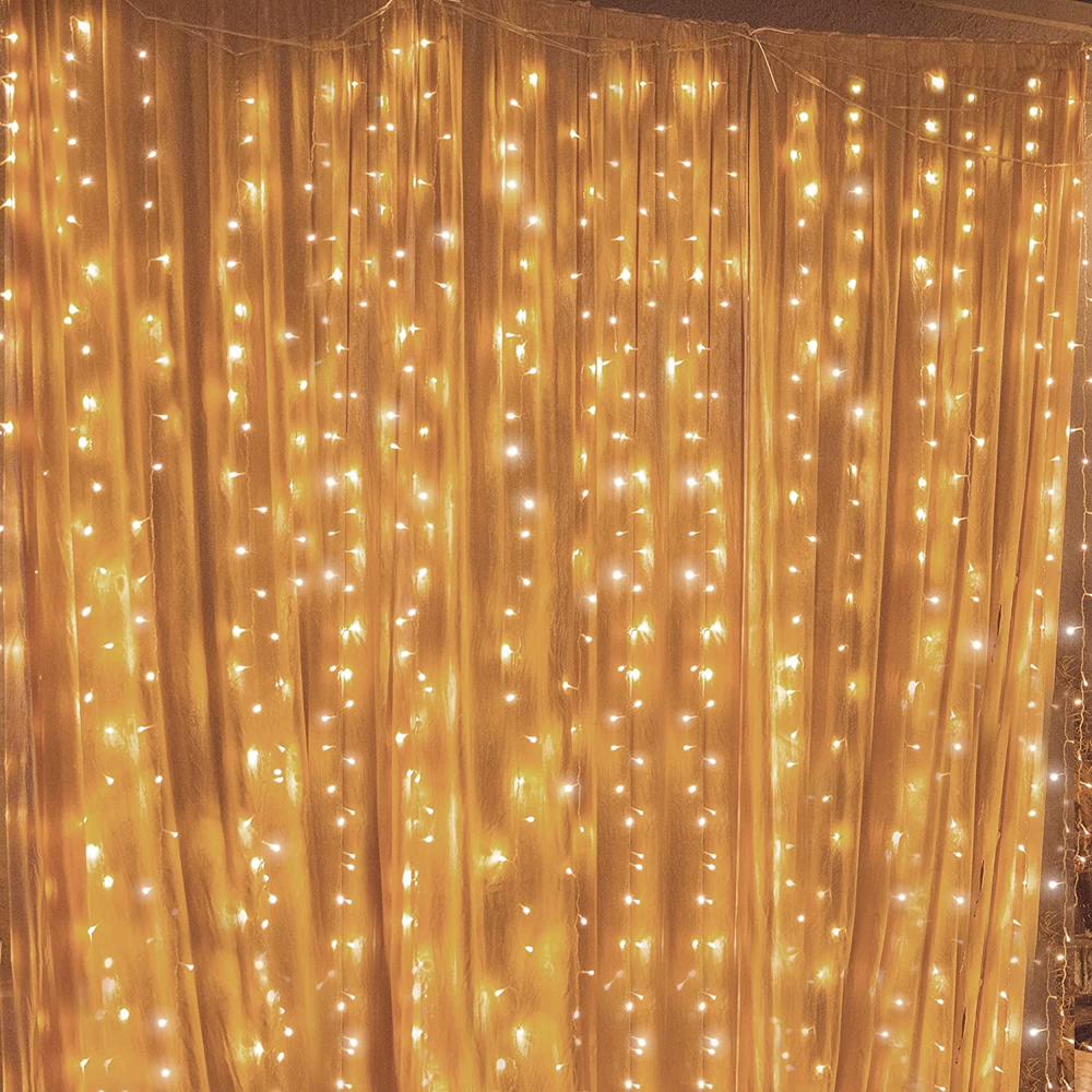 300 LED Curtain String Lights, 12 Modes Fairy Hanging Lights for Bedroom, Weddin