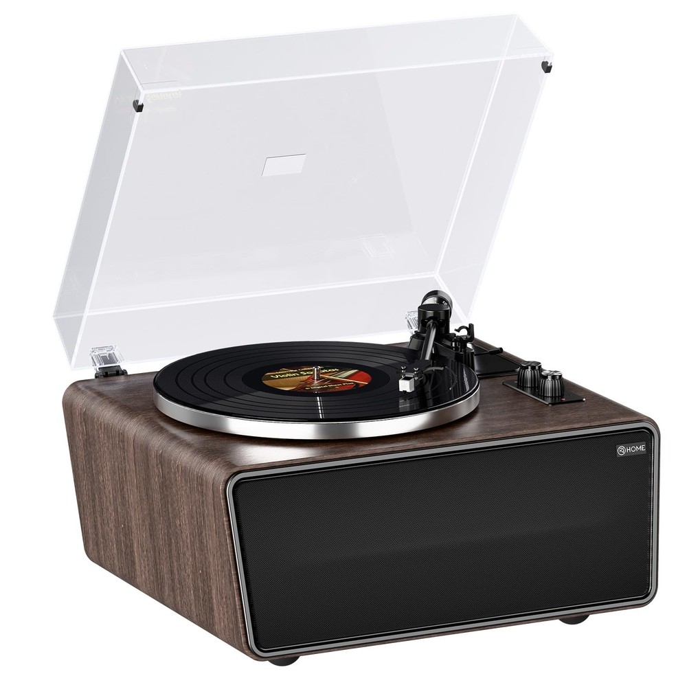 All-in-One Bluetooth Vinyl Record Player with 4 Built-in Stereo Speakers