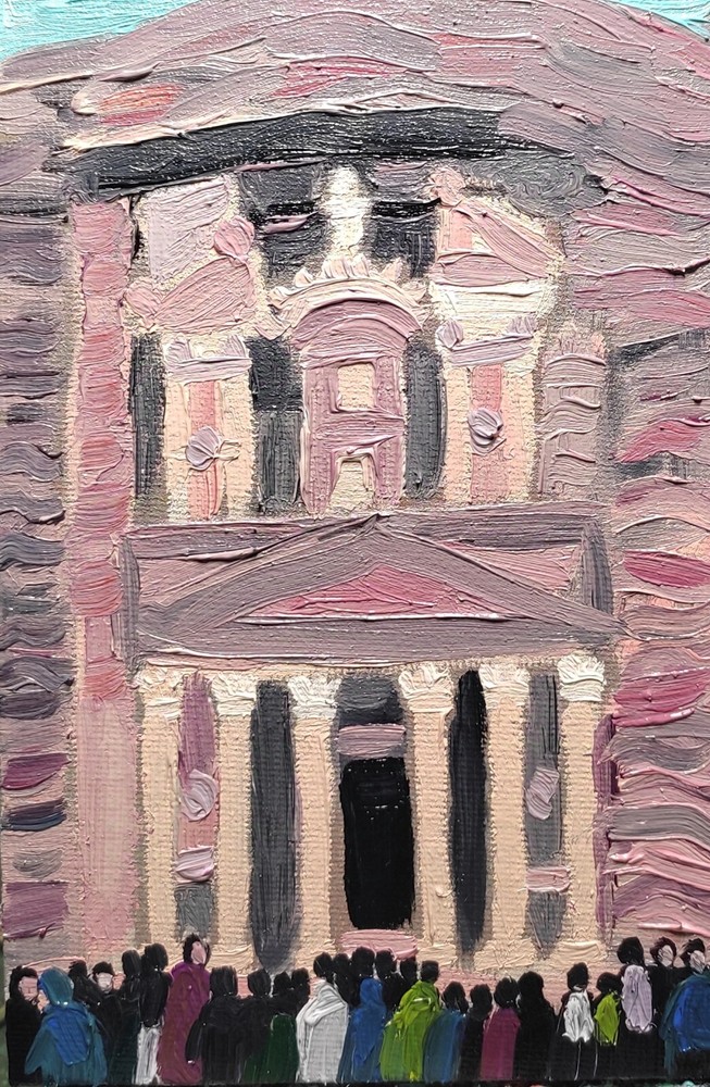 Petra Jordan Original Oil Painting 6''x4'' 10x15cm Miniature Artwork