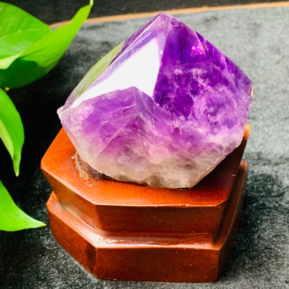 TOP 1.4LB Natural Amethyst Quartz obelisk Crystal Wand Point Specimen+stand
