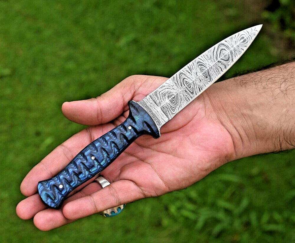 NAVAJA BOTA DE CAZA DE ACERO DAMASCO FORJADO A MEDIDA CON CUBIERTA DE CUERO 2852