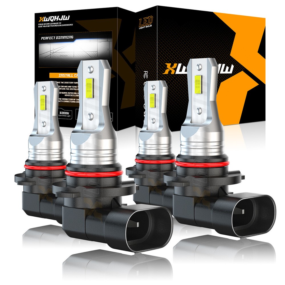 9005 9006 LED Headlight Bulb Combo Set of 4 6000K High Low Beam Kit
