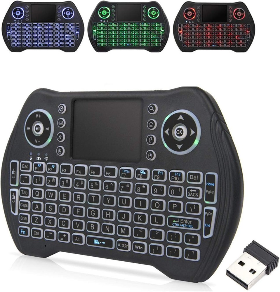 EASYTONE Black Backlit Mini Wireless Keyboard with Touchpad Mouse Combo