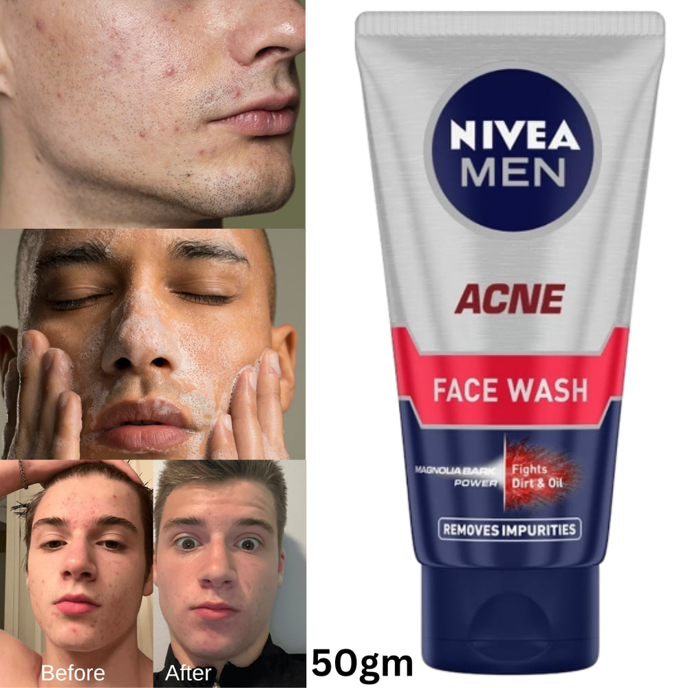 NIVEA Men Acne Control Face Wash 50gm Fights Dirt Oil Oily Skin Summer