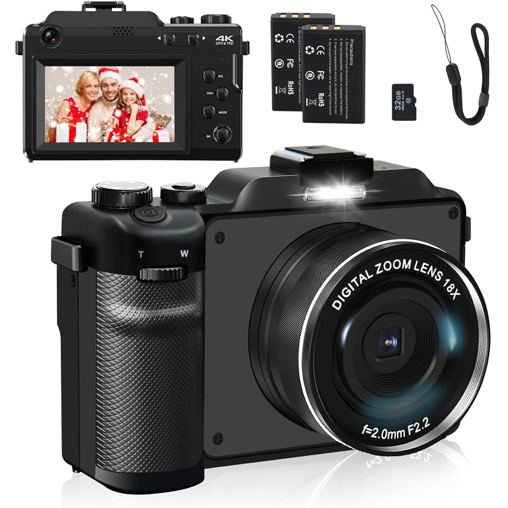 4K Digital Camera for Photography 48MP Vlogging Camera for YouTube 32GB