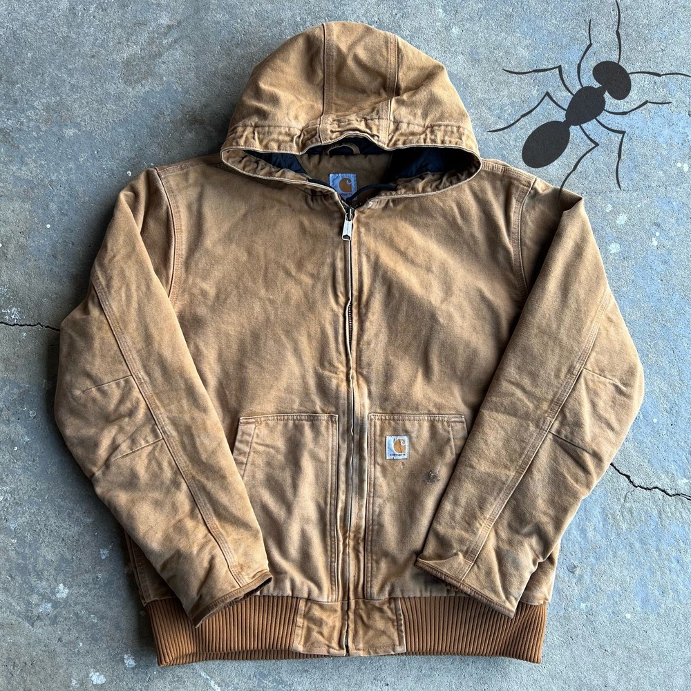 Y2K brown carhartt hooded work wear jacket