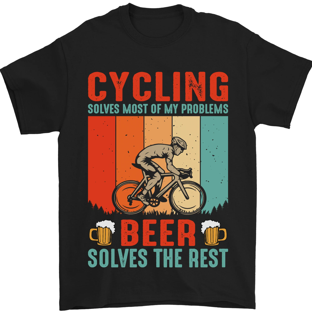 Funny Beer Cyclist MTB Bike Design Men’s Cotton T-Shirt