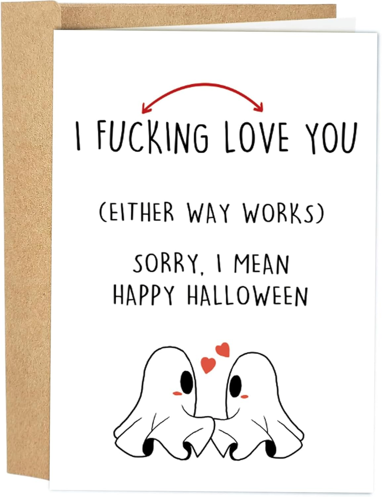 Rude Halloween Card for Women Men, Naughty Halloween Card for Husband Wife, Funn