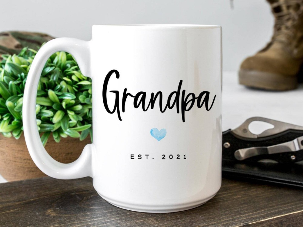 Grandpa Est 2021 Coffee Mug Pregnancy Announcement Coffee Mug Custom Gift To