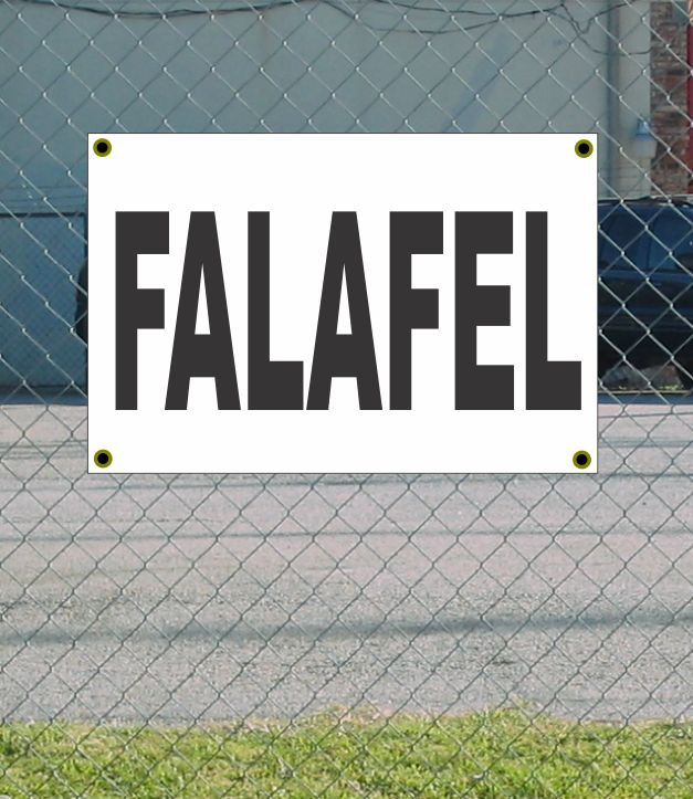 2x3 FALAFEL Black & White Banner Sign with Discounted Size Price Free Shipping