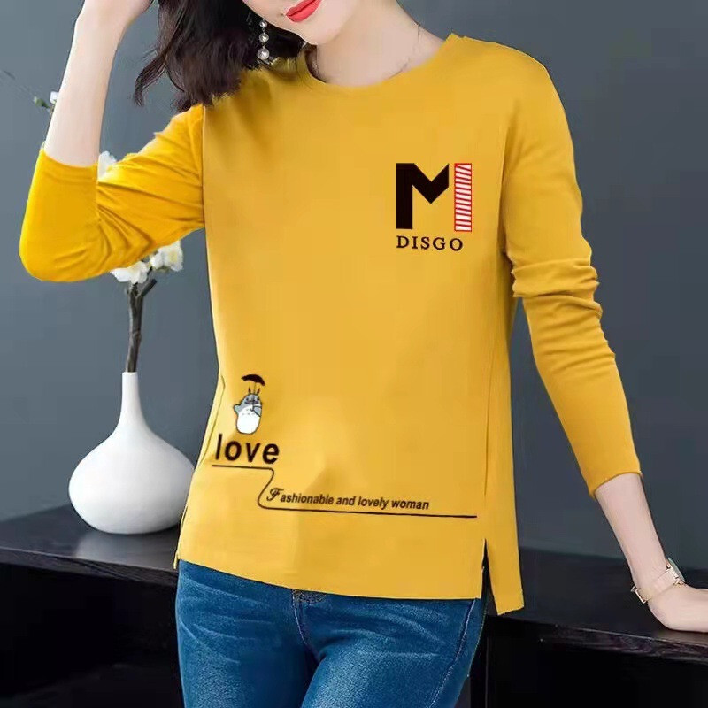 Women Girls casual New Style T-shirt Spring Fall Long Sleeve Loose Printing Tops