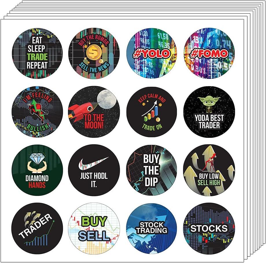 10 Sets of 16 Stock Trading Stickers for Charts & Journals