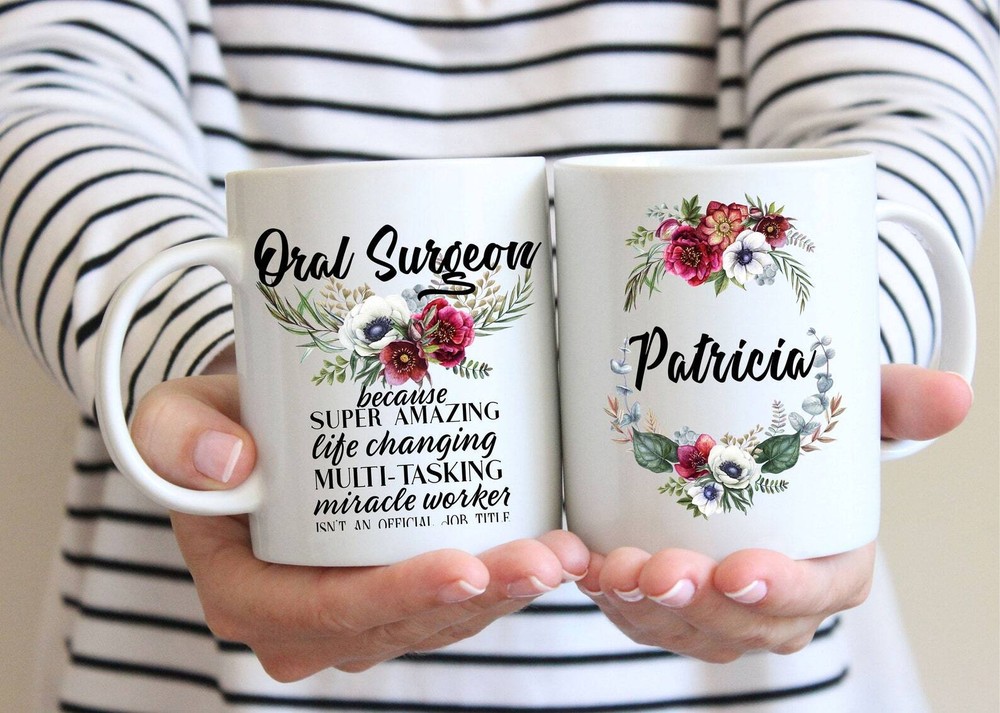 Personalized Oral Surgeon Gift For Women L Custom Name Floral Cup L Thank You