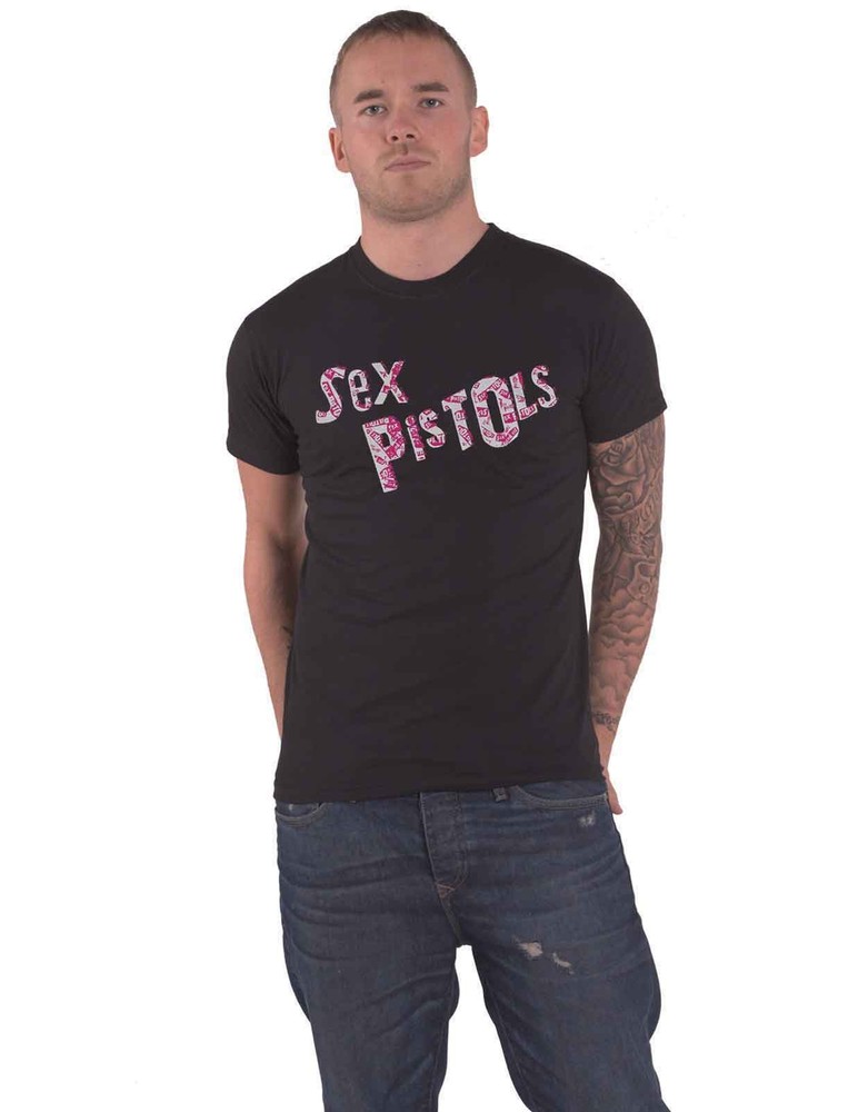 Sex Pistols Multi Band Logo Official Mens T-Shirt in Black