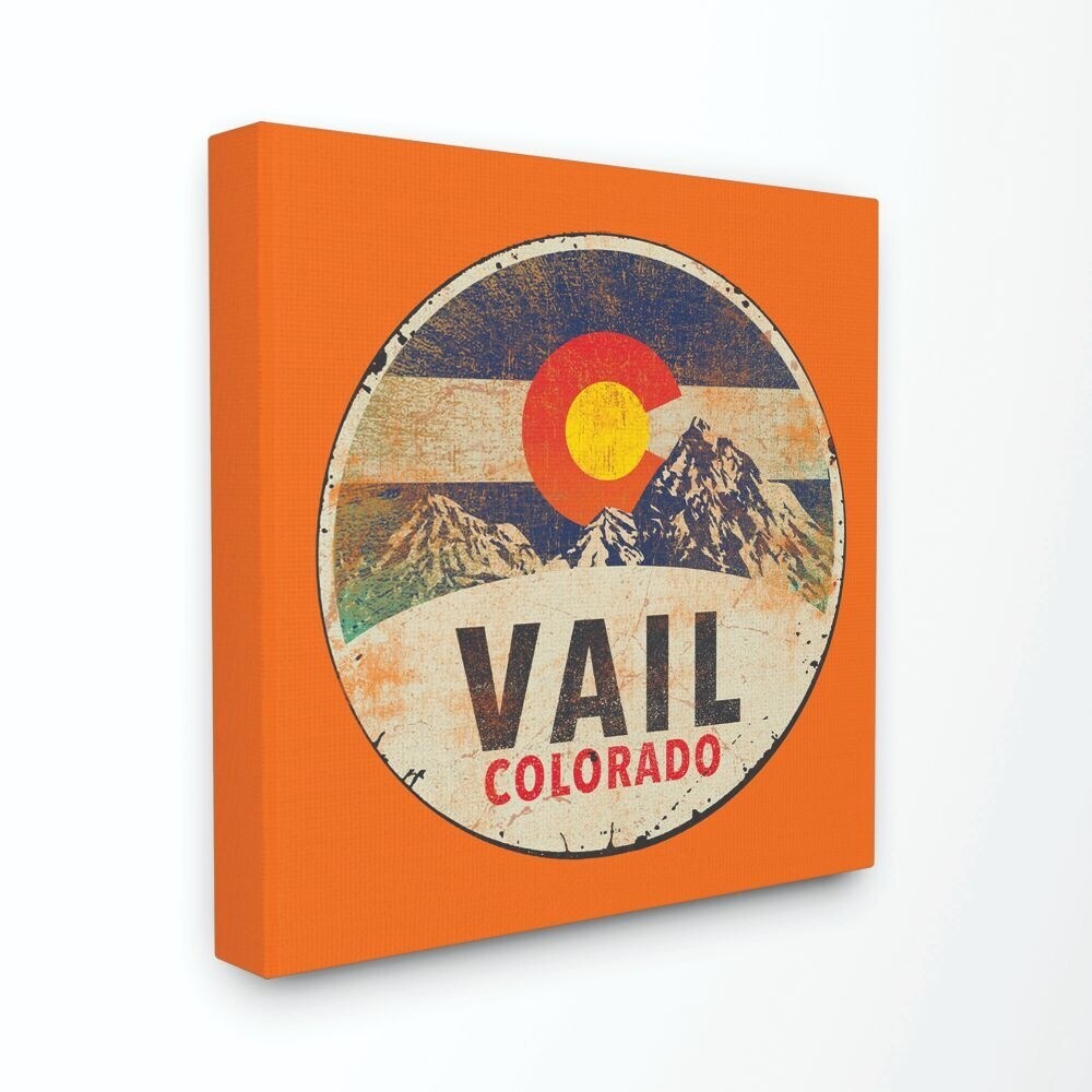 Stupell Vail Colorado Vintage Sign Stretched Canvas Wall Art