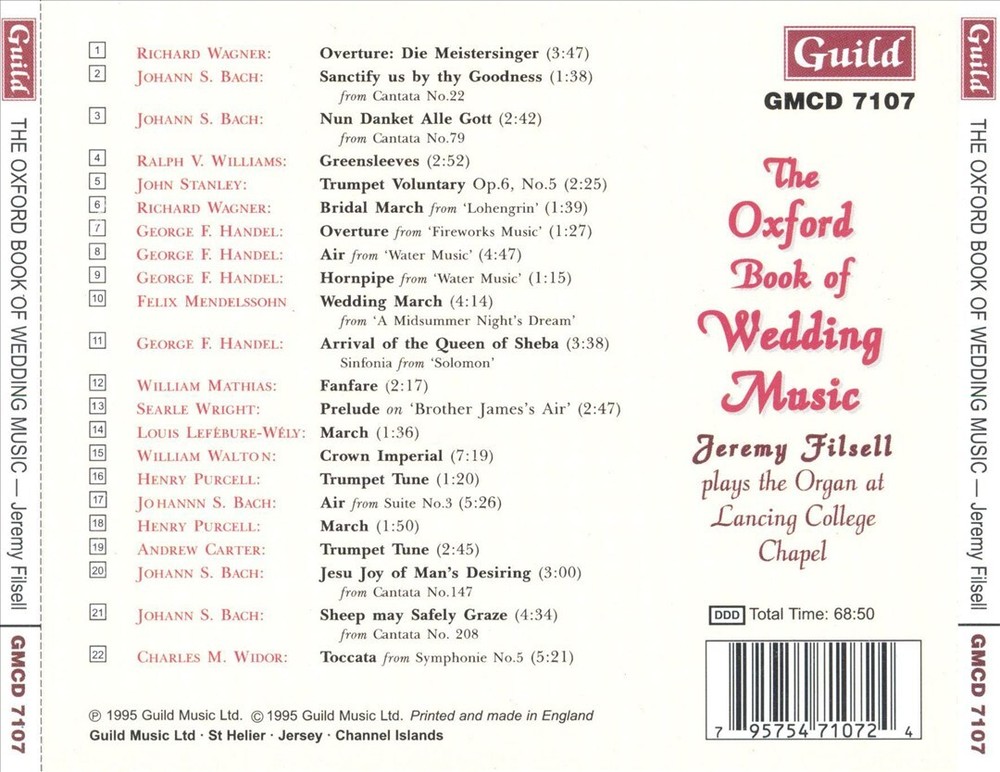 JEREMY FILSELL OXFORD BOOK OF WEDDING MUSIC NEW CD