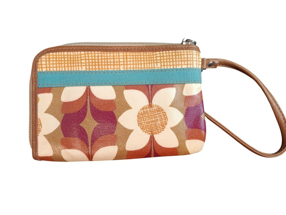Fossil Key Per Wristlet Wallet, Flower Pattern, Coated Canvas, Boho, Zip Close