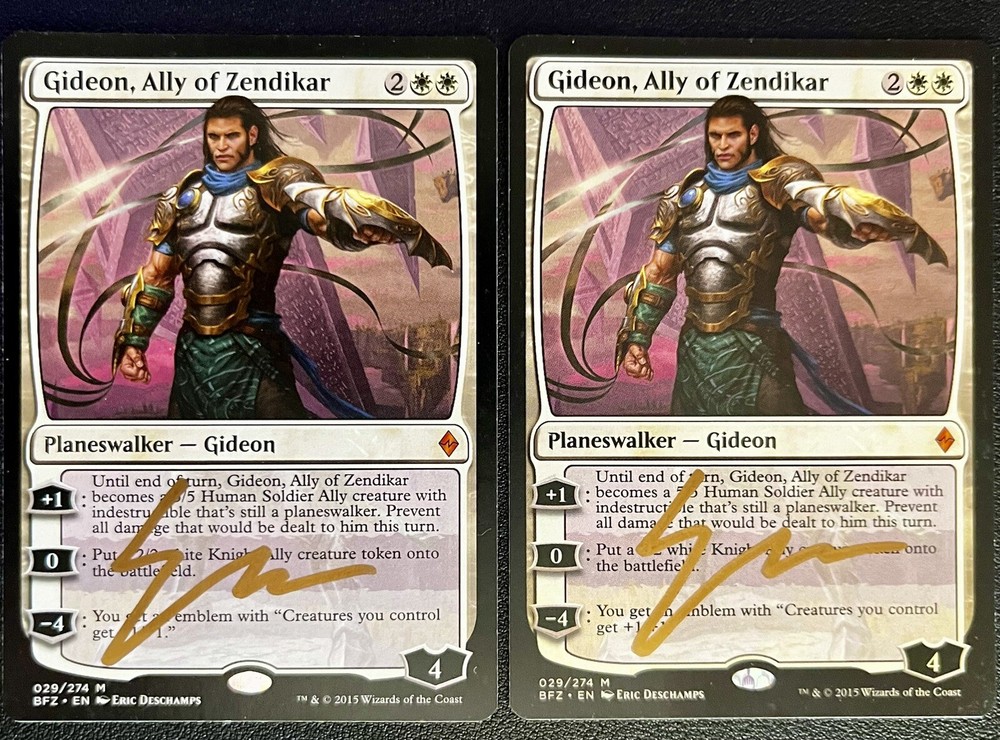 MTG Gideon, Ally of Zendikar, ARTIST SIGNED Battle for Zendikar | Magic - LP x2
