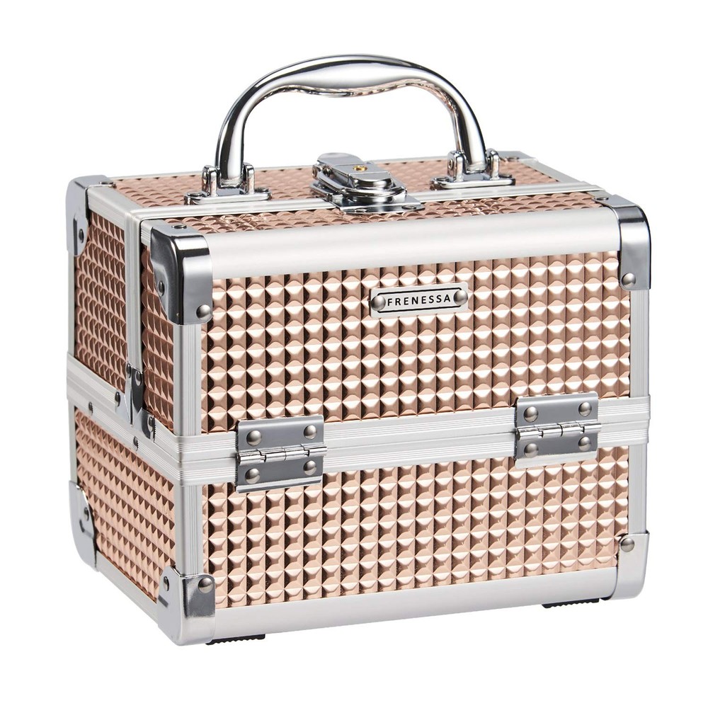 FRENESSA Makeup Case Train Case Portable Makeup Box with Mirror Lock Box Travel