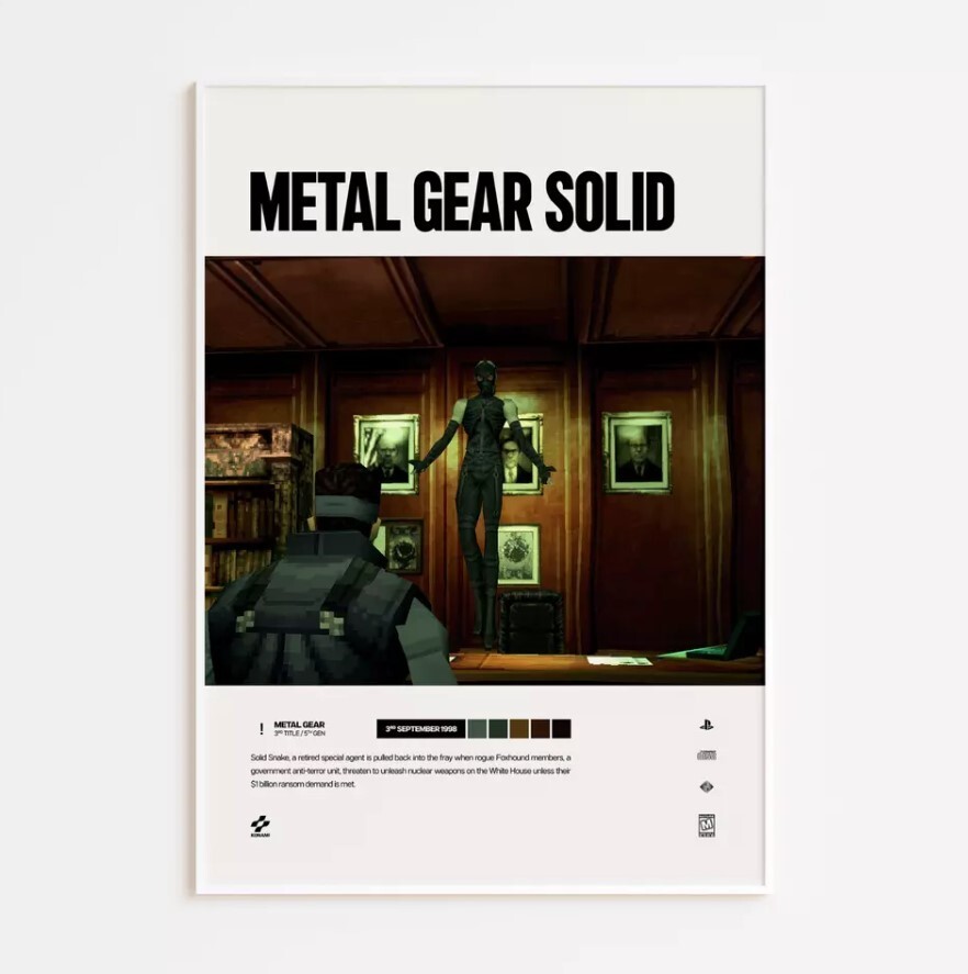Metal Gear Solid 1998 Retro Video Game Art Poster Print