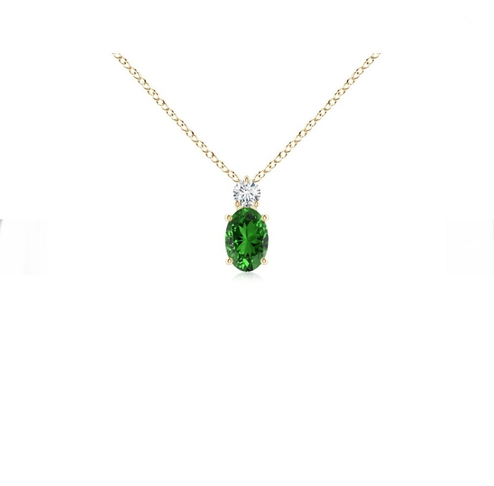 Eye Clean Green Emerald Pendant, Flawless Green Emerald Oval Pendant For Women