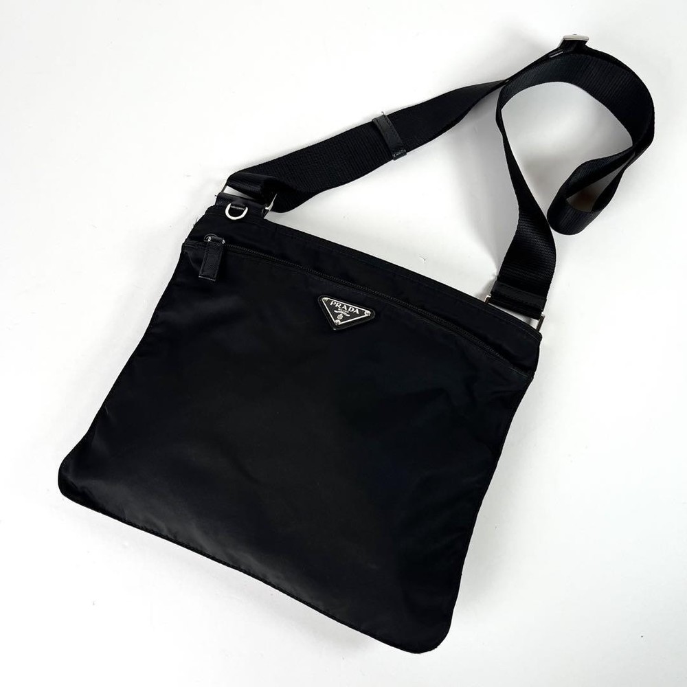 Prada 1Bh978 Saffiano Leather Nylon Shoulder Bag