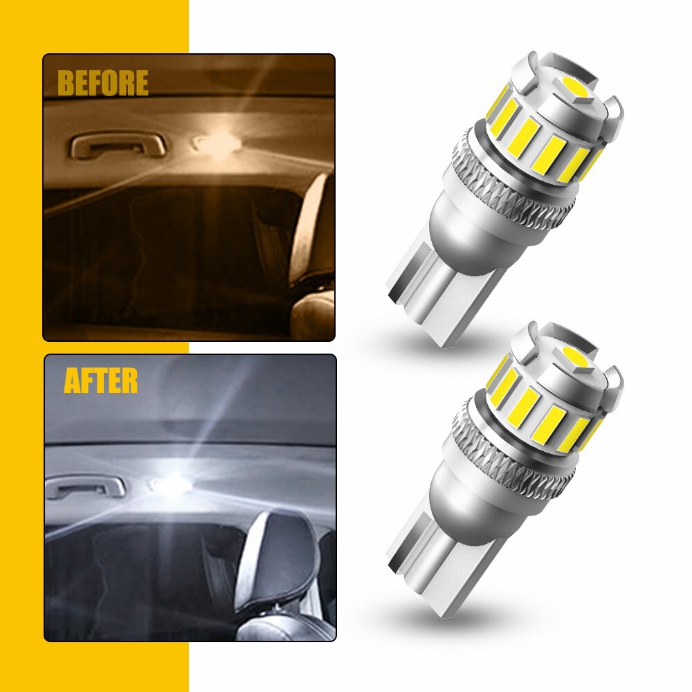 2X T10 194 168 W5W 2825 COB LED License Plate Interior Light Bulbs 6500K White