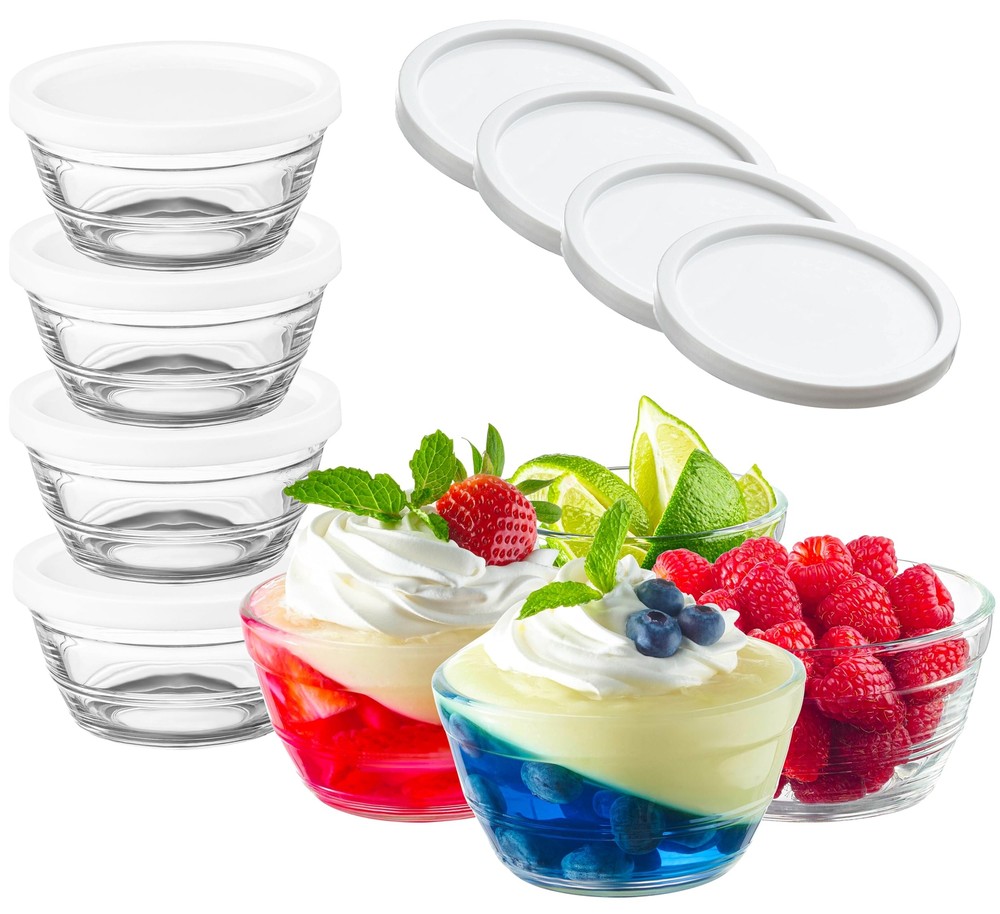 16-Pack 8oz Glass Bowls with Lids for Dips, Nuts, Candy Storage