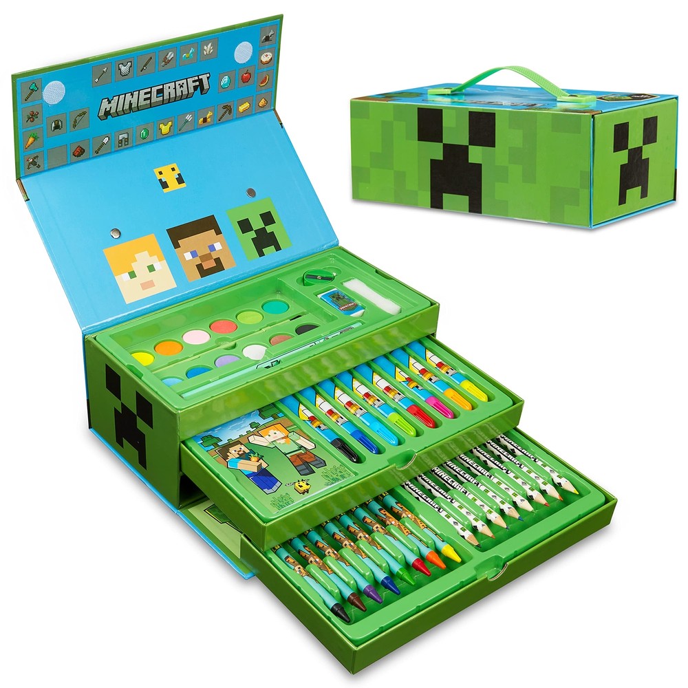 Minecraft Art Set For Kids, Coloring And Drawing Kit With Over 40 Art Supplies